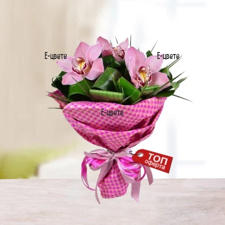 Flower delivery - pink bouquet of  orchids