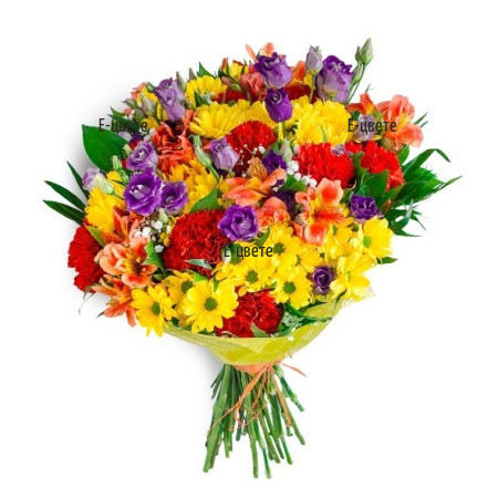 Flower delivery - vibrant bouquet of various flowers.