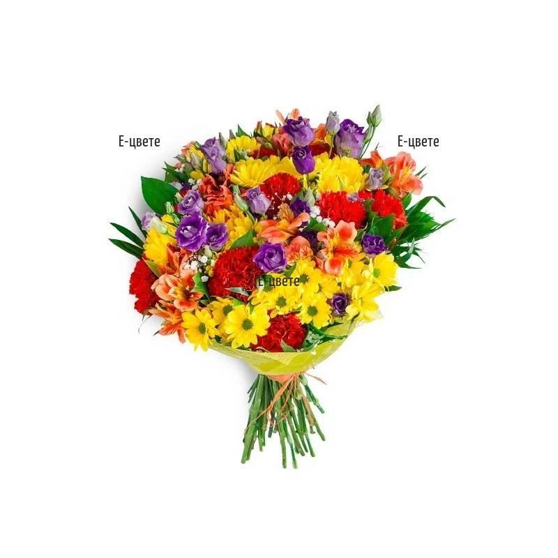 Flower delivery - vibrant bouquet of various flowers.