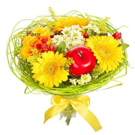 Flower delivery - summer bouquet of gerberas and roses