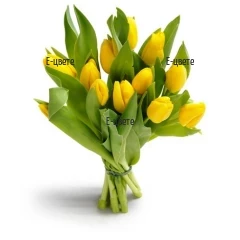 Send a bouquet of yellow tulips and spring flowers.