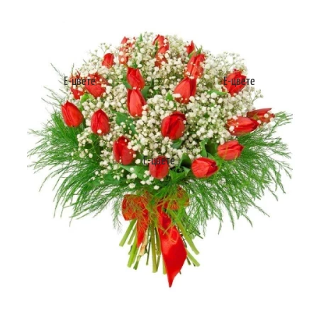 Send bouquets of tulips and flowers for St Valentine's Day