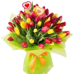 Send lovely bouquet of 75 Tulips