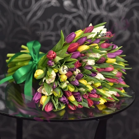 Senda bouquet of 101 tulips - Rainbow