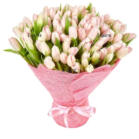 Send a bouquet of 101 pink tulips