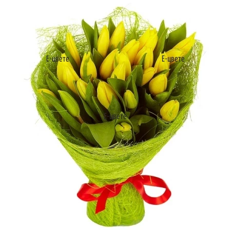 Send a bouquet of 25 yellow tulips to Sofia, Plovdiv.