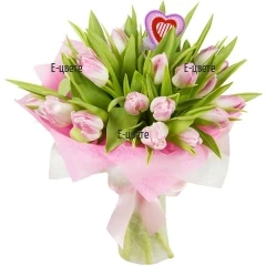 Букет от розови лалета - доставка на цветя