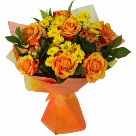 Send a bouquet of orange roses and flowers