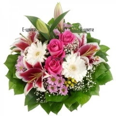 Send a bouquet of gerberas, roses, chrysanthemums and lilies.