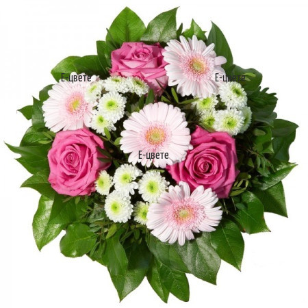 Send a bouquet in pink hues of roses and gerberas.