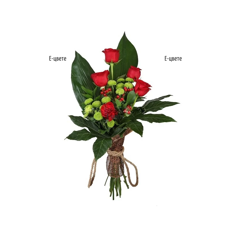 Flower delivery - a bouquet of roses and greenery