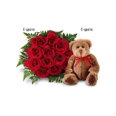 Send  a bouquet of roses and a Teddy Bear
