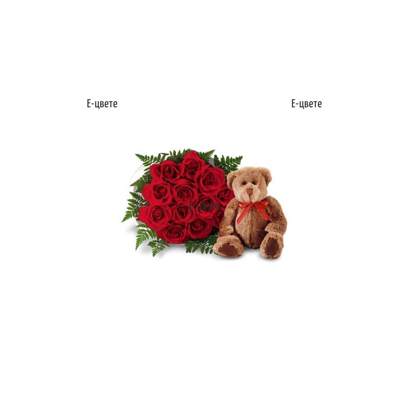 Send  a bouquet of roses and a Teddy Bear