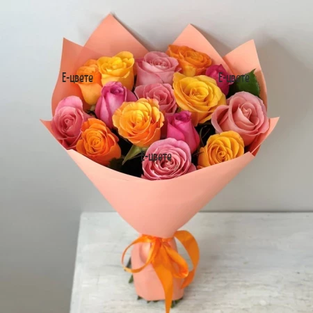Send a bouquet of 13 multicoloured roses