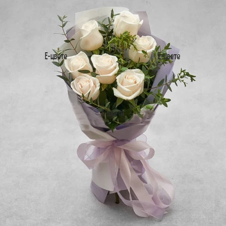 Доставка на букет от рози - Бяла прелест