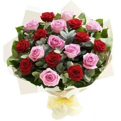 Send a bouquet of red and pink roses by courier