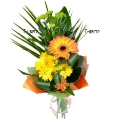 Send a bouquet of one gerbera and chrysanthemums