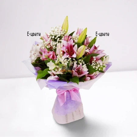 Доставка на букет от розови цветя в София с куриер