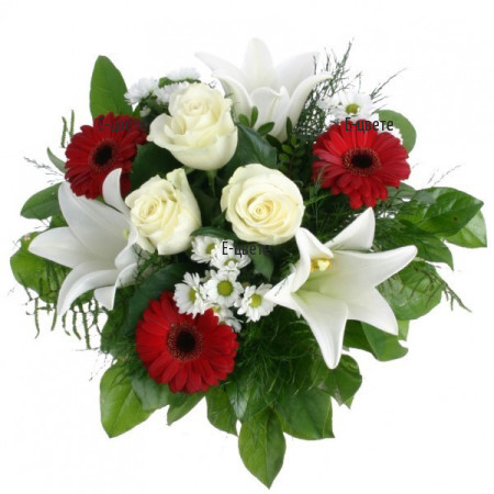 Send a bouquet of roses and lilies to Sofia, Plovdiv, Varna, Burgas