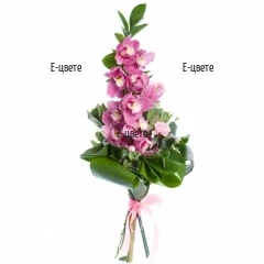 Send a bouquet of pink Cymbidium orchid.