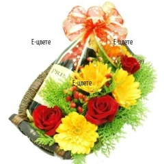Delivery of Gerberas and Wine Basket