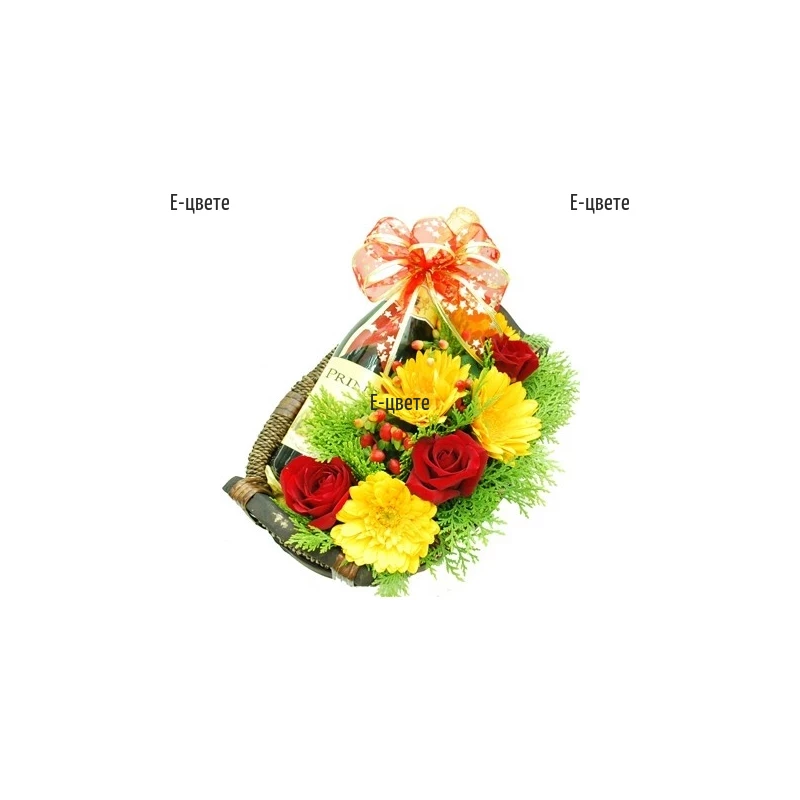 Delivery of Gerberas and Wine Basket
