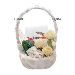 Send white basket with gifts to Sofia, Plovdiv.