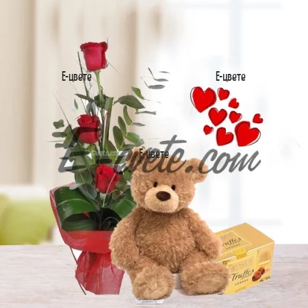 Roses, Teddy Bear, Truffles