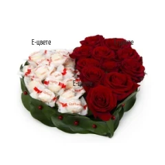 Send a flower heart  of red roses and Raffaello chocolates..