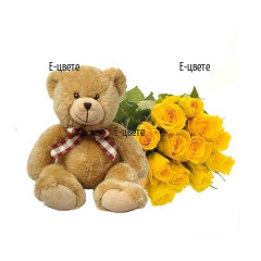 Send a bouquet of yellow roses and Teddy Bear