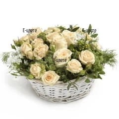 Send to Bulgaria basket with white roses