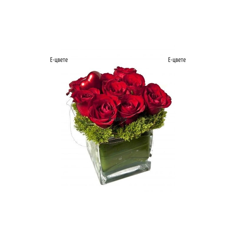 Send a romantic arrangement with roses.