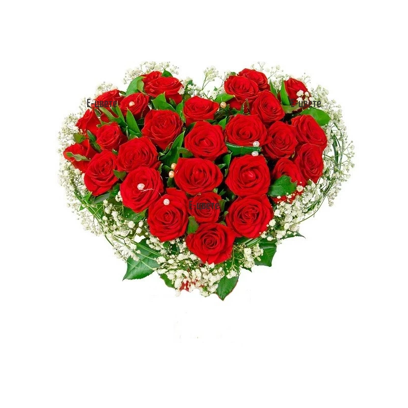 Доставка на сърце от червени рози - "Атрактивно"