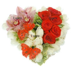 Send a heart of spring flowers by courier
