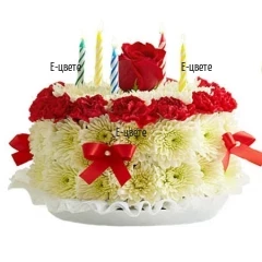 Flower arrangement - Flower cake with candles