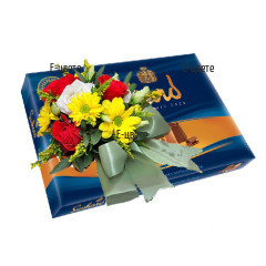 Send a box of chocolates and flower arrangement