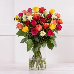 Send a bouquet of colourful roses by courier