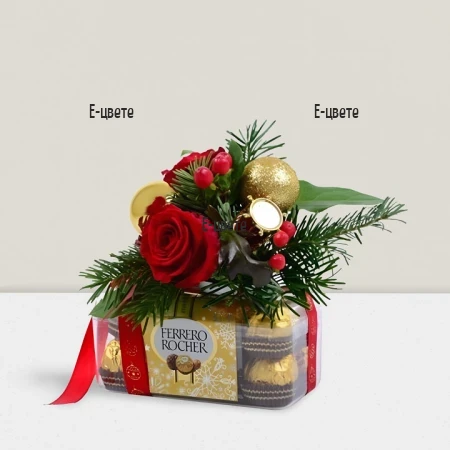 Flower delivery  -  1 rose and Ferrero Rocher chocolates