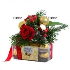 Flower delivery  -  1 rose and Ferrero Rocher chocolates