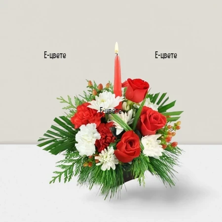 Онлайн поръчка и доставка на коледна аранжировка с куриер