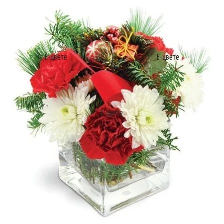 Flower delivery by courier - Christmas flower arrangement