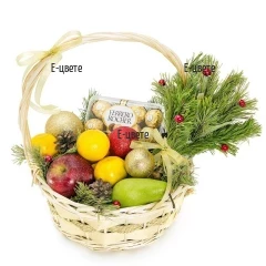 Christmas Basket with fruits and chocolates