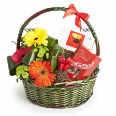 Send a festive basket with gifts.