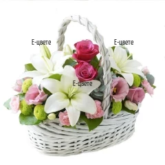 Send a basket with white and pink flowers to Sofia