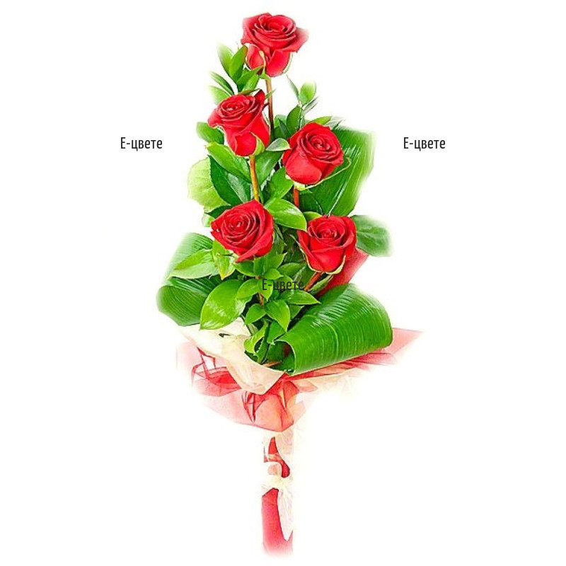Send a bouquet of 5 roses by courier