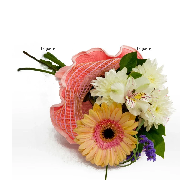Класически букет от цветя в меки цветове