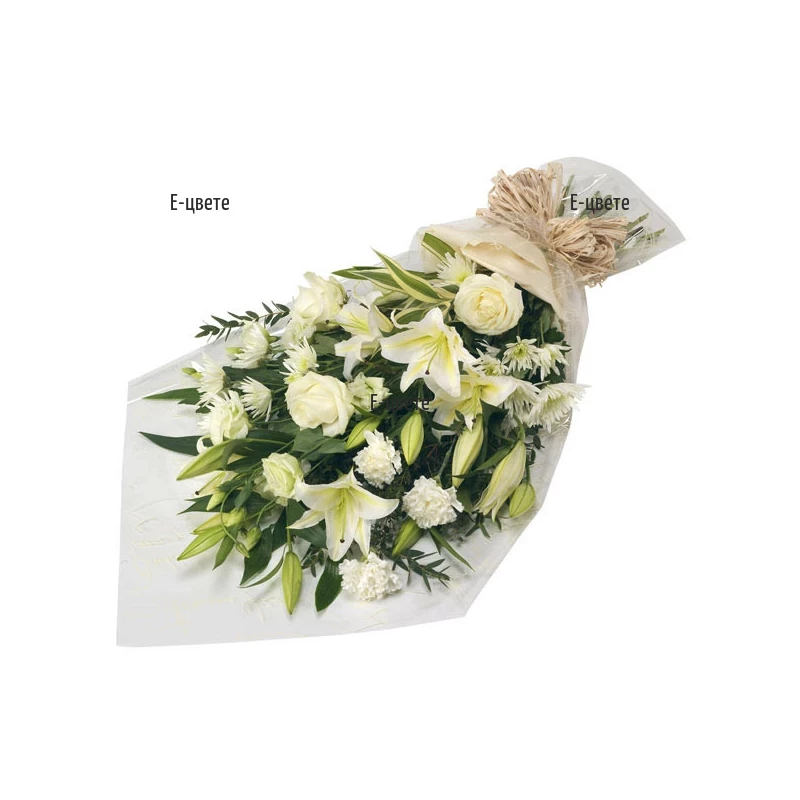 Букет от бели цветя за погребение