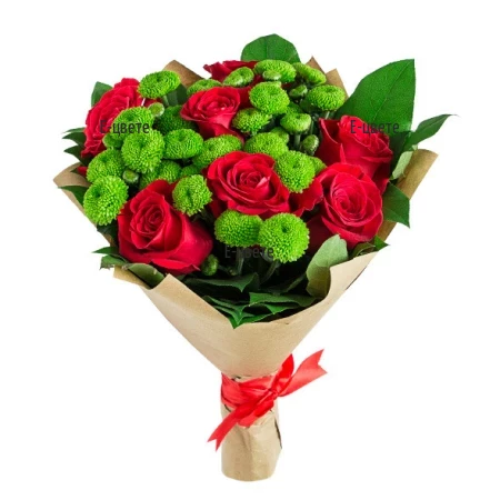 Send a romantic bouquet for the  Valentine's Day.
