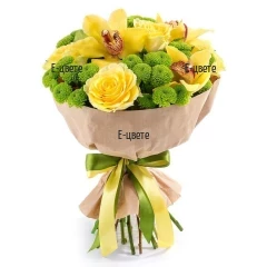 Online order for a bouquet of roses and orchids - bouquet Galapagos