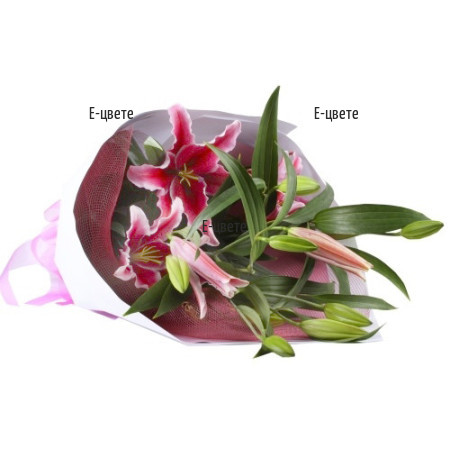 Send a bouquet of lilies and wrapping paper